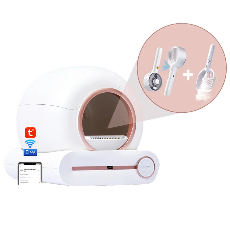 KTX-448787 Smart Self-Cleaning Cat Litter Box with Large Capacity and Odor Control - 11L Plastic Design