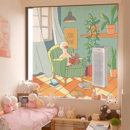 KTX-449043 Plush Nordic Tapestry Curtain with Velcro and Rope - Floral and Plant Patterns, Various Sizes Available