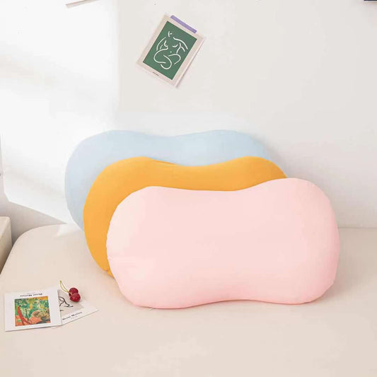 KTX-449171 Memory Foam Cat Belly Pillow - Cosmetic Egg Neck Support, Available in Yellow, Blue, Pink (32x52cm to 35x55cm)