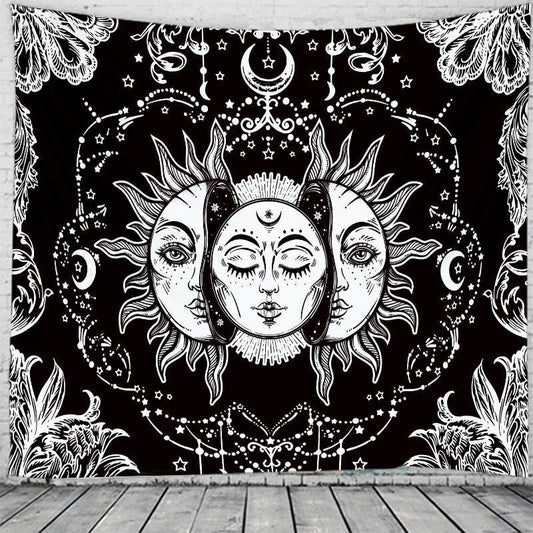 KTX-450195 Custom Retro Map Tapestry - Digital Print Fabric Wall Hanging for Bedroom or Living Room, Various Sizes Available