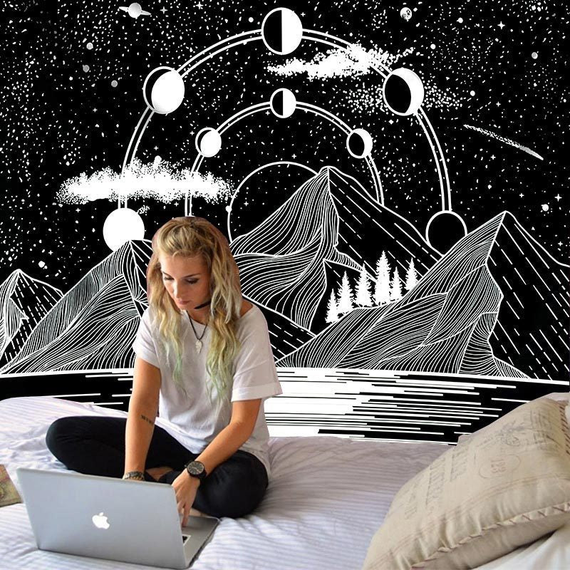 KTX-450195 Custom Retro Map Tapestry - Digital Print Fabric Wall Hanging for Bedroom or Living Room, Various Sizes Available