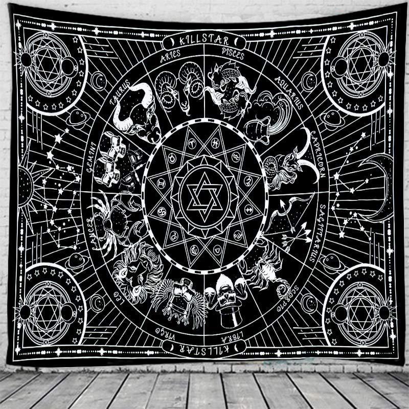KTX-450195 Custom Retro Map Tapestry - Digital Print Fabric Wall Hanging for Bedroom or Living Room, Various Sizes Available