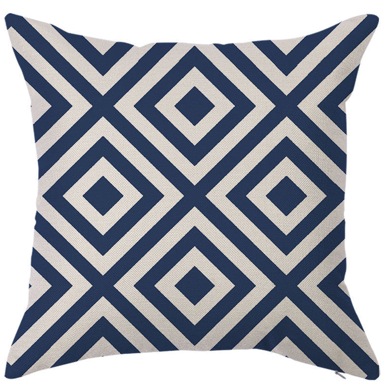 KTX-450451 Geometric Linen Pillow Cover - Modern Style, 45x45cm, Various Colors Available