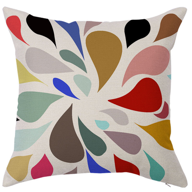 KTX-450451 Geometric Linen Pillow Cover - Modern Style, 45x45cm, Various Colors Available