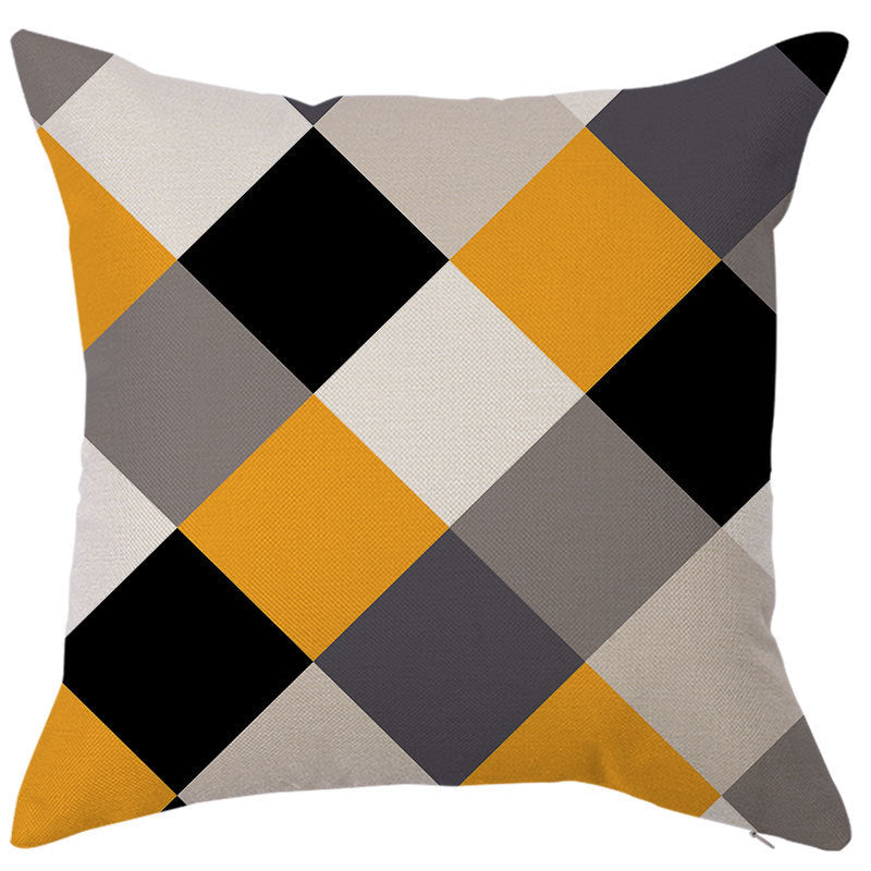 KTX-450451 Geometric Linen Pillow Cover - Modern Style, 45x45cm, Various Colors Available