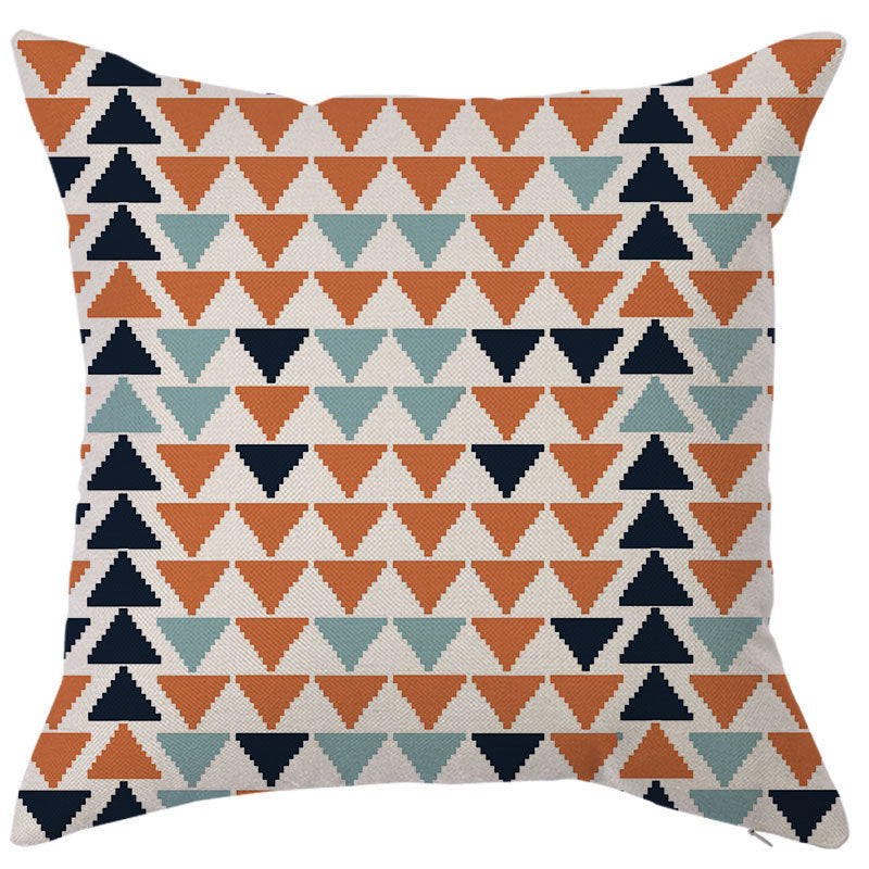KTX-450451 Geometric Linen Pillow Cover - Modern Style, 45x45cm, Various Colors Available