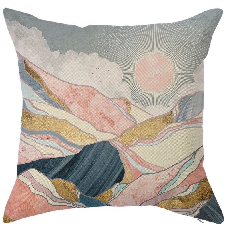 KTX-450451 Geometric Linen Pillow Cover - Modern Style, 45x45cm, Various Colors Available