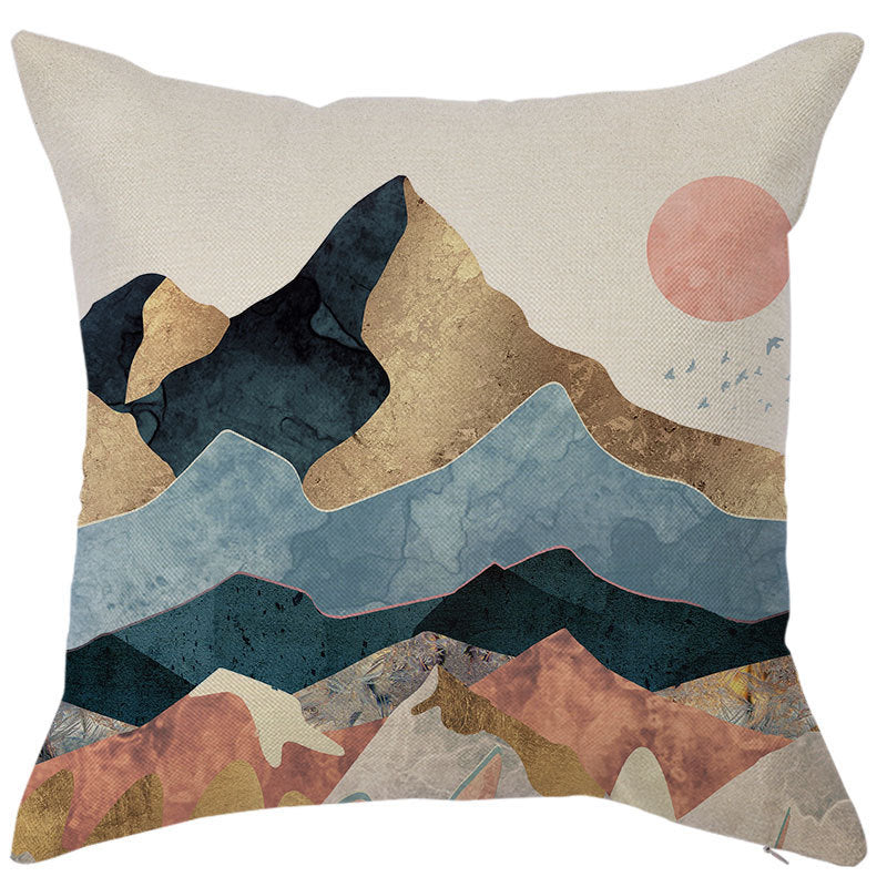 KTX-450451 Geometric Linen Pillow Cover - Modern Style, 45x45cm, Various Colors Available