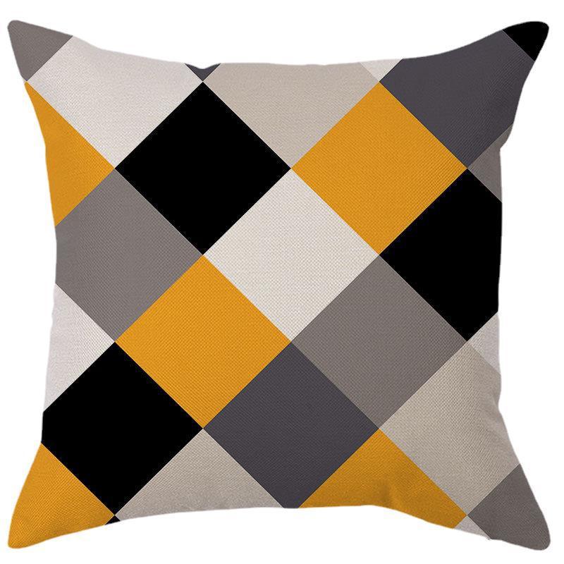 KTX-450451 Geometric Linen Pillow Cover - Modern Style, 45x45cm, Various Colors Available