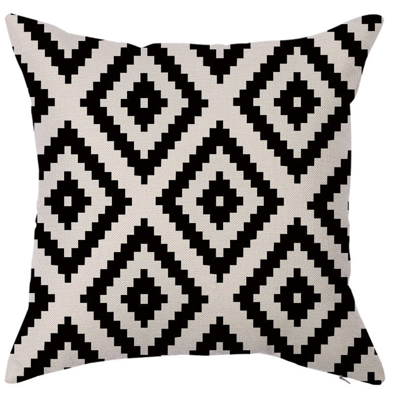 KTX-450451 Geometric Linen Pillow Cover - Modern Style, 45x45cm, Various Colors Available