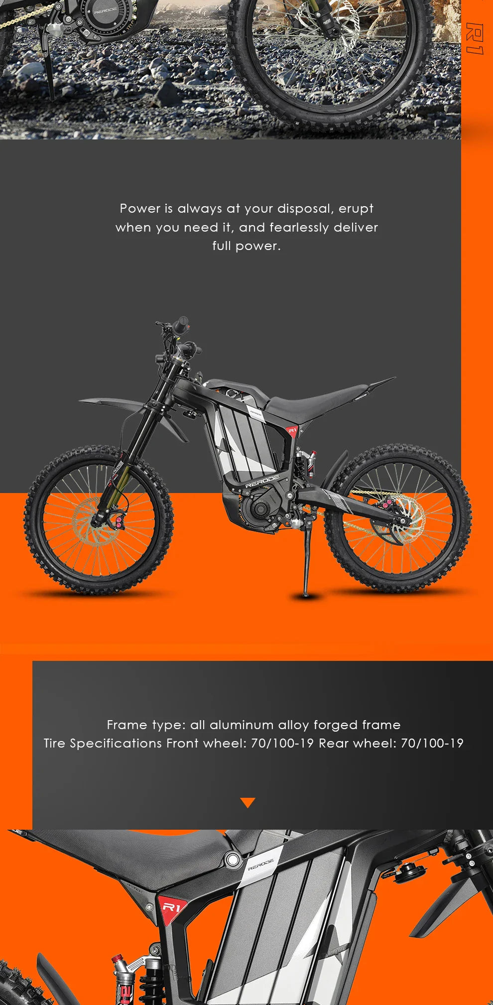 KTX-450579 72V 8000W Mid-Drive Electric Dirt Bike with 35AH Battery, Full Suspension, and Hydraulic Brakes - Off-Road Motorcycle