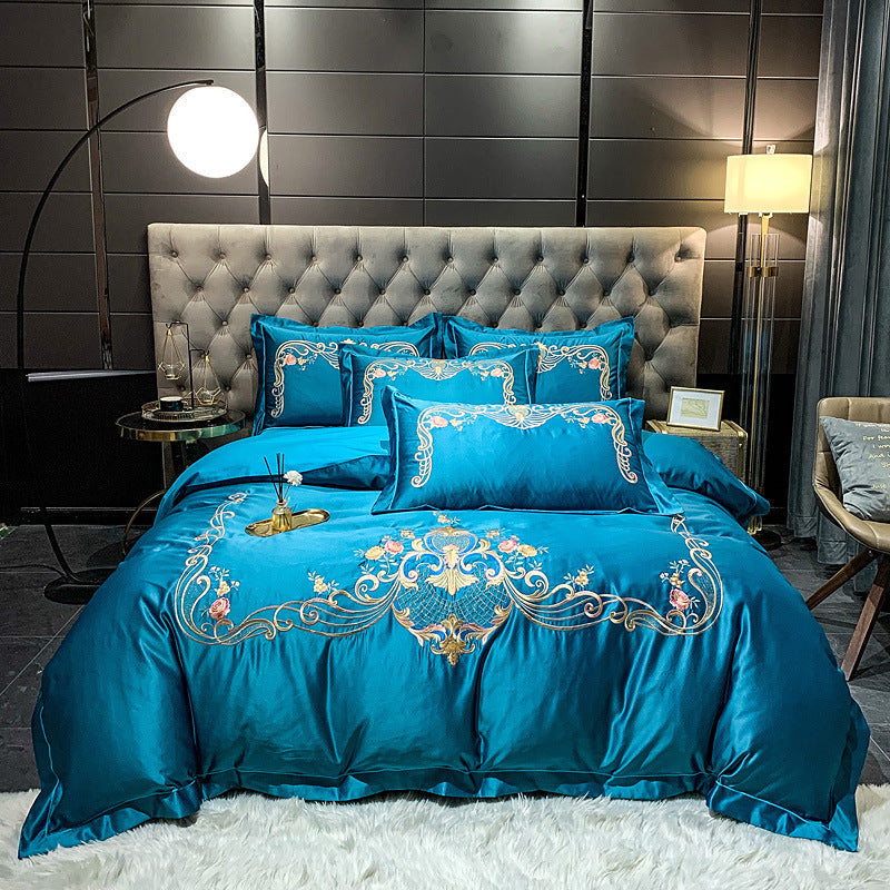 KTX-450643 Four-Piece Long-Staple Cotton Bedding Set with Geometric Pattern