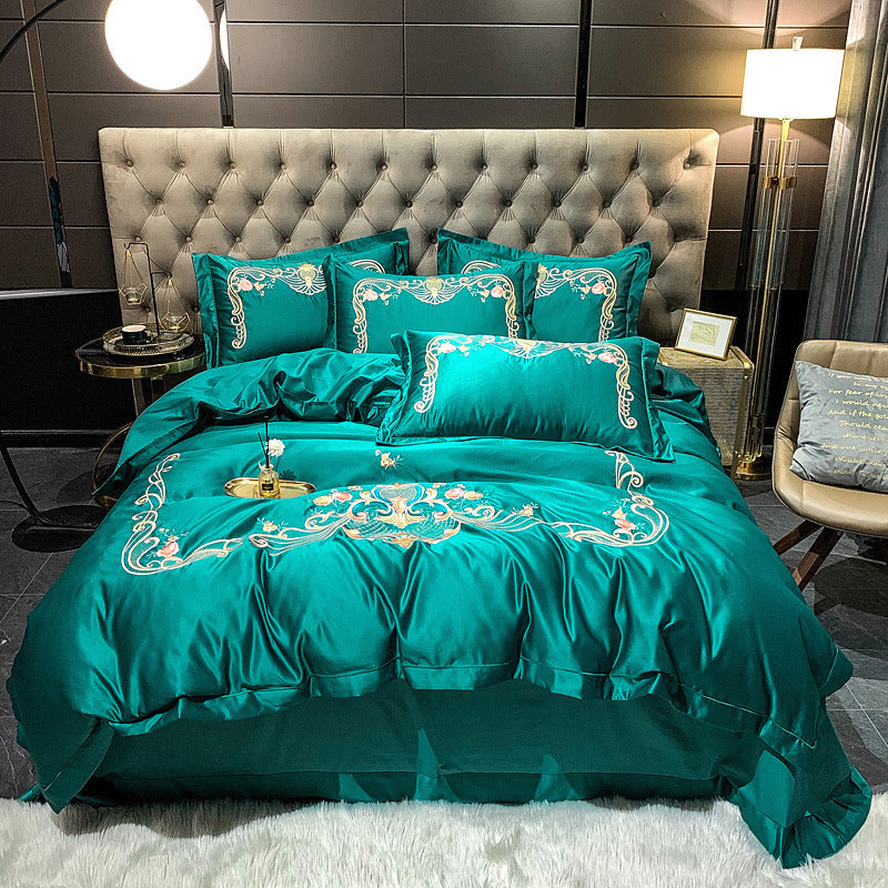 KTX-450643 Four-Piece Long-Staple Cotton Bedding Set with Geometric Pattern