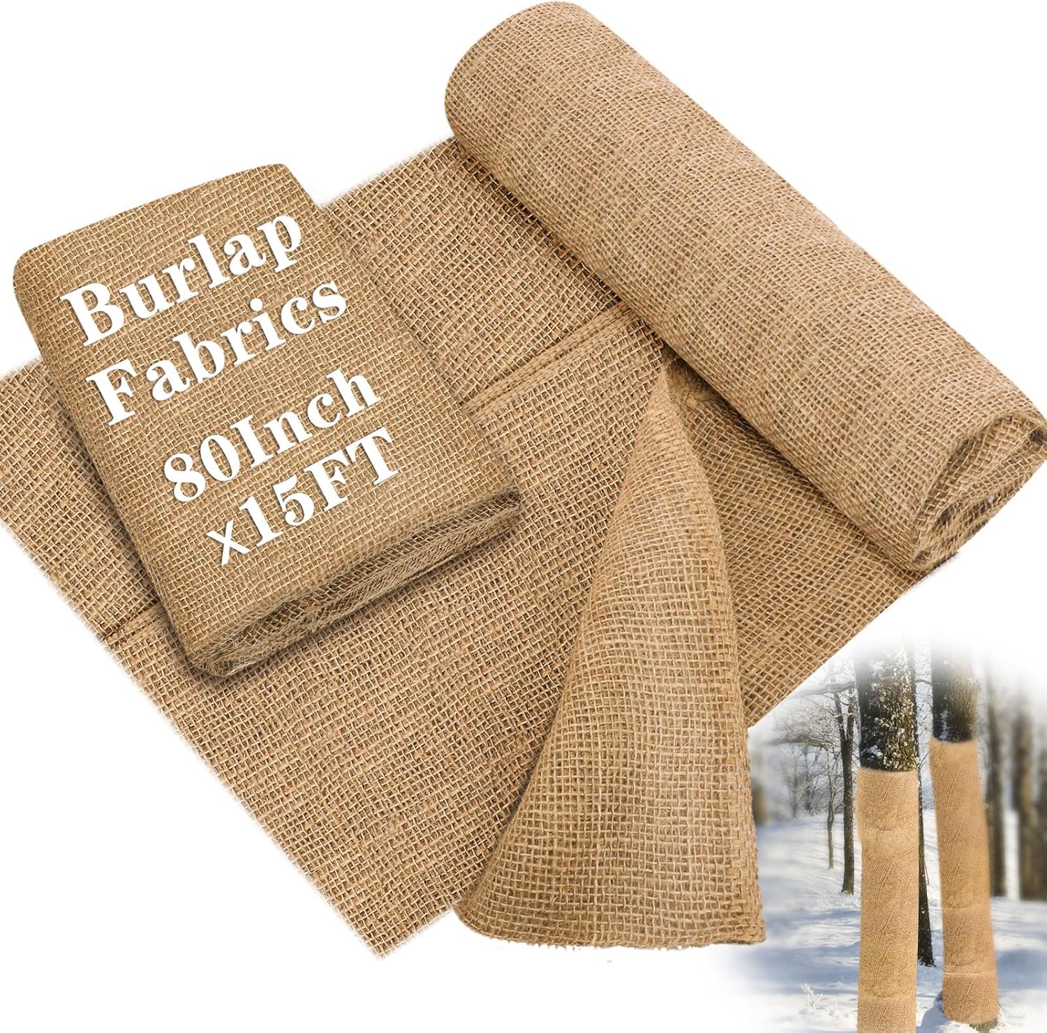 KTX-450835 Natural Jute Burlap Roll 40 x 72 Inches for Garden Tree Wrap and Plant Protection