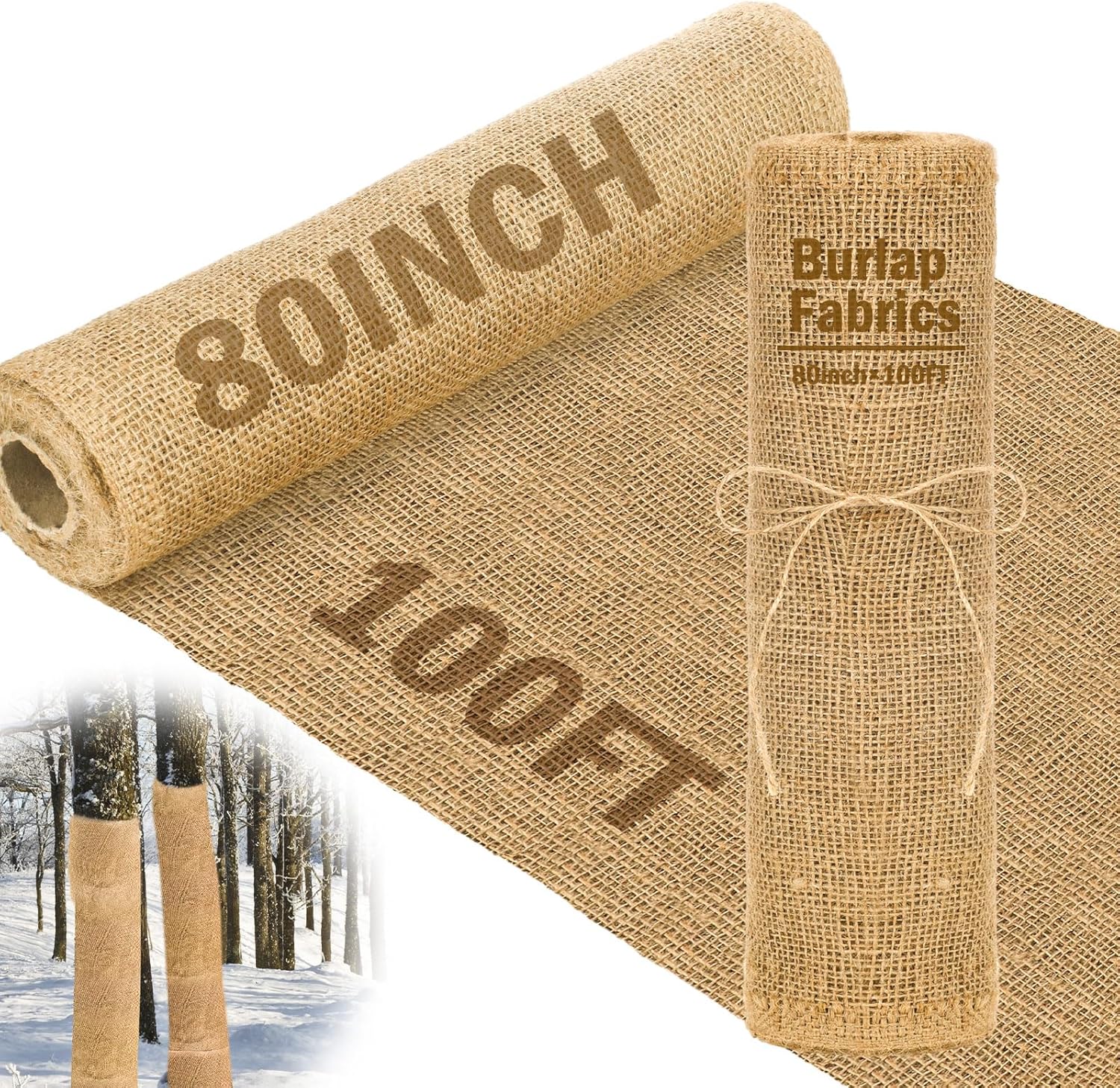 KTX-450835 Natural Jute Burlap Roll 40 x 72 Inches for Garden Tree Wrap and Plant Protection