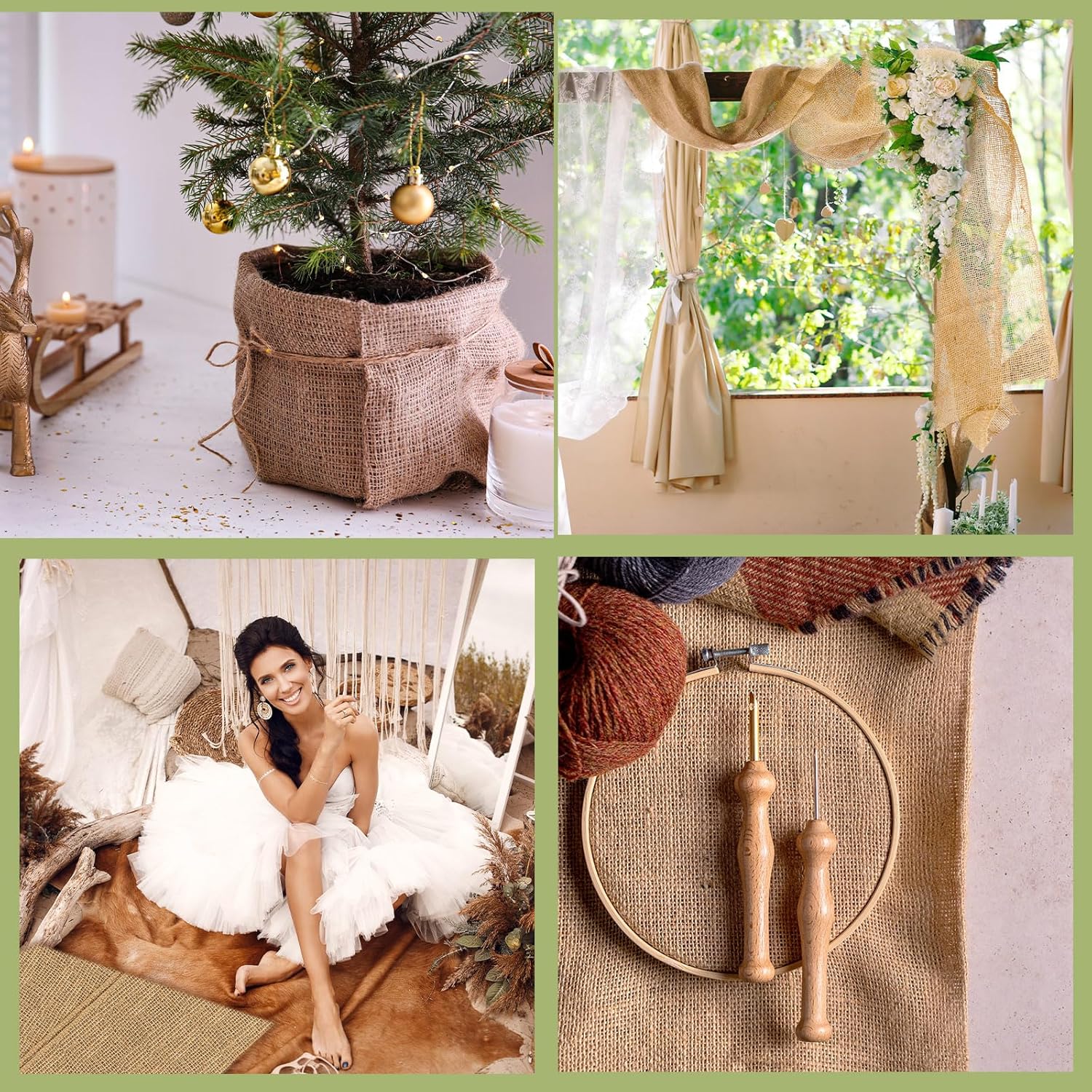 KTX-450835 Natural Jute Burlap Roll 40 x 72 Inches for Garden Tree Wrap and Plant Protection