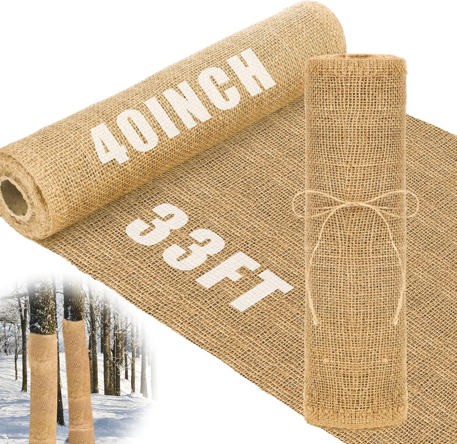 KTX-450835 Natural Jute Burlap Roll 40 x 72 Inches for Garden Tree Wrap and Plant Protection