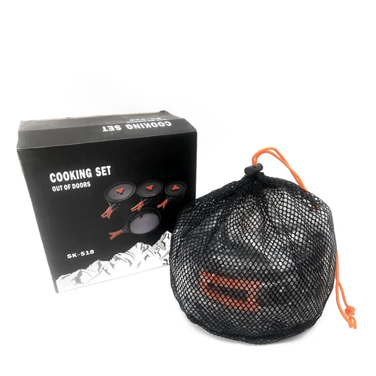 KTX-451155 Stainless Steel and Ceramic Camping Cookware Set for Outdoor Cooking