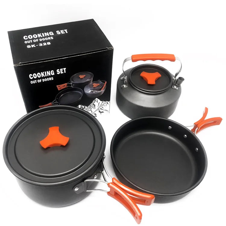 KTX-451155 Stainless Steel and Ceramic Camping Cookware Set for Outdoor Cooking