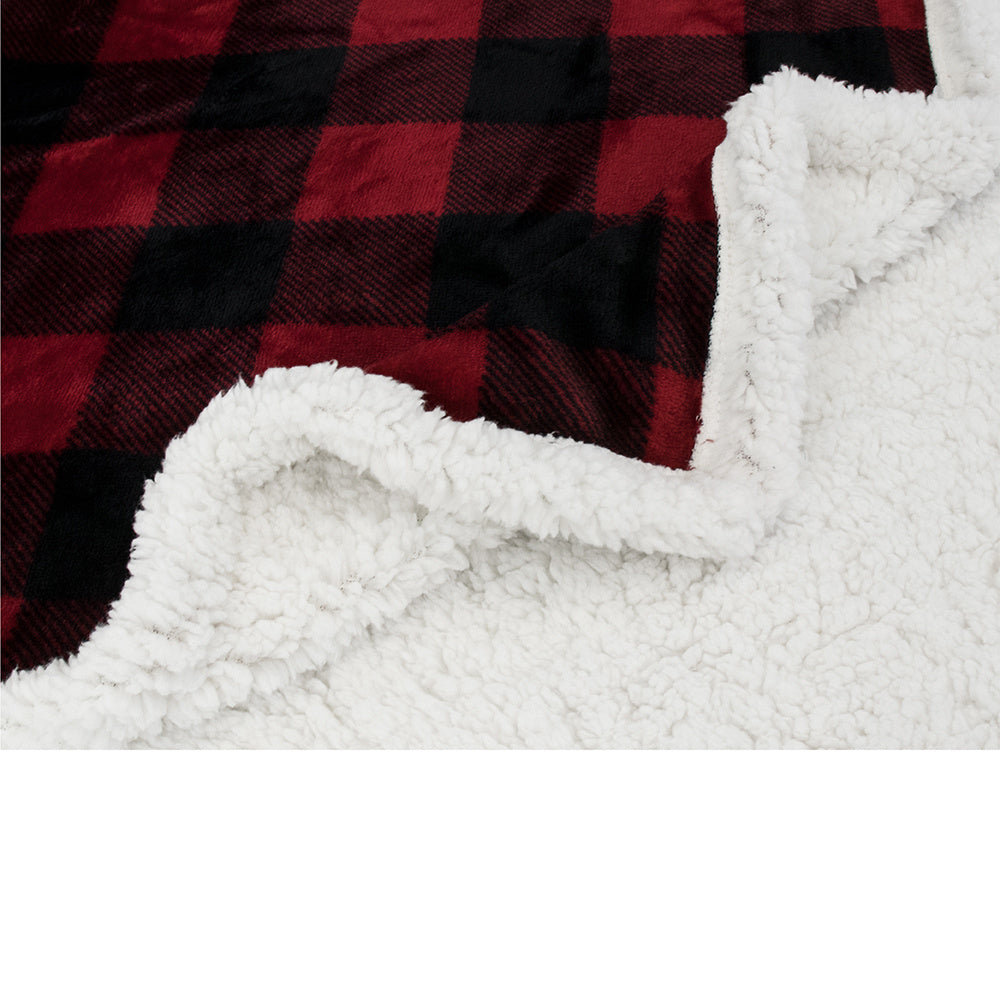 KTX-452115 Cozy Red Plaid Flannel Wool Blanket for Autumn and Winter, 150x130 cm or 150x200 cm