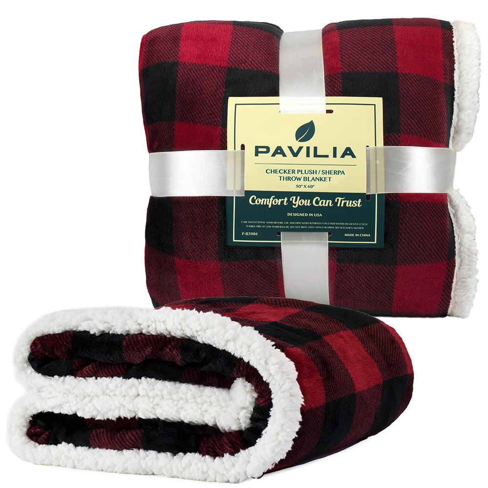 KTX-452115 Cozy Red Plaid Flannel Wool Blanket for Autumn and Winter, 150x130 cm or 150x200 cm
