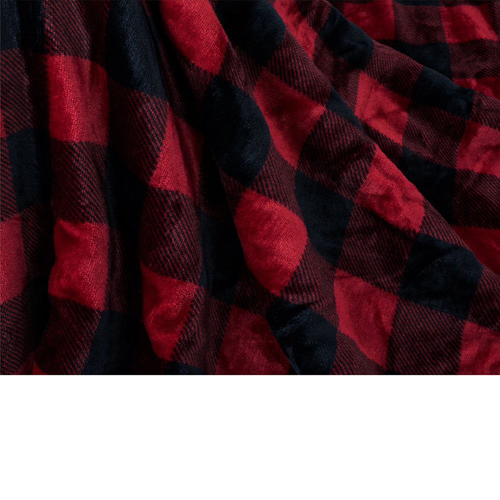 KTX-452115 Cozy Red Plaid Flannel Wool Blanket for Autumn and Winter, 150x130 cm or 150x200 cm