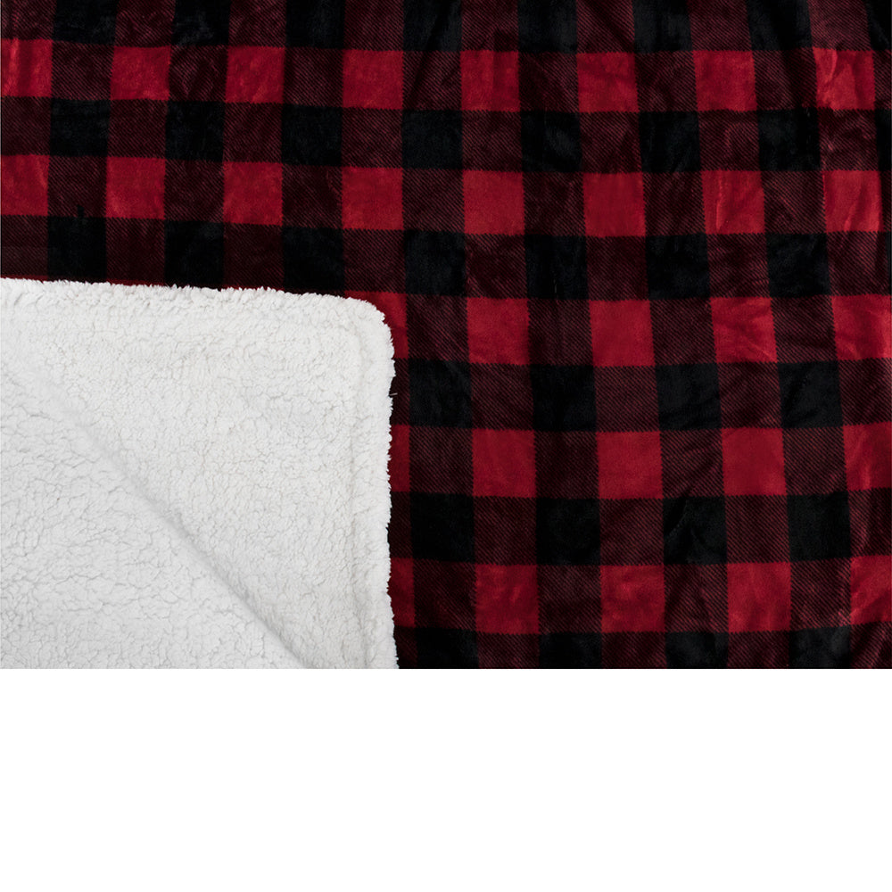 KTX-452115 Cozy Red Plaid Flannel Wool Blanket for Autumn and Winter, 150x130 cm or 150x200 cm