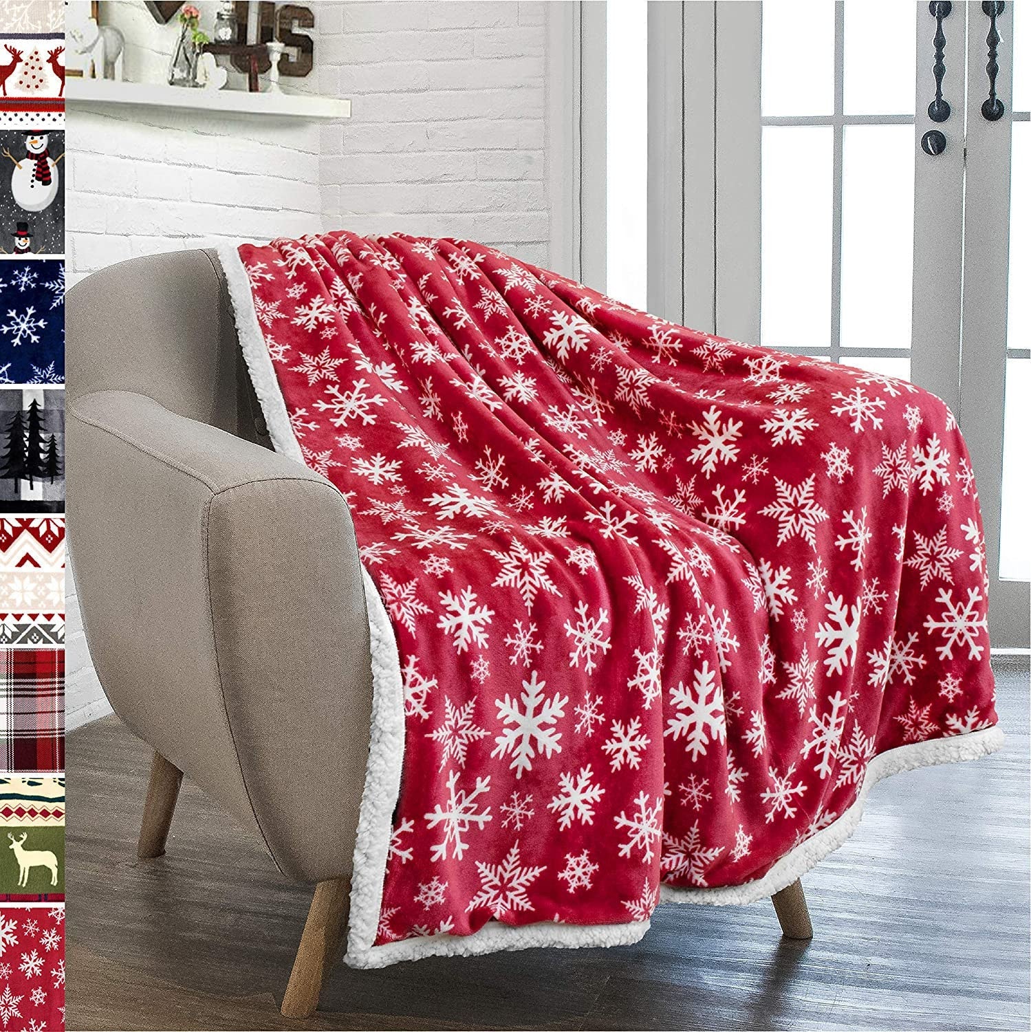 KTX-452115 Cozy Red Plaid Flannel Wool Blanket for Autumn and Winter, 150x130 cm or 150x200 cm