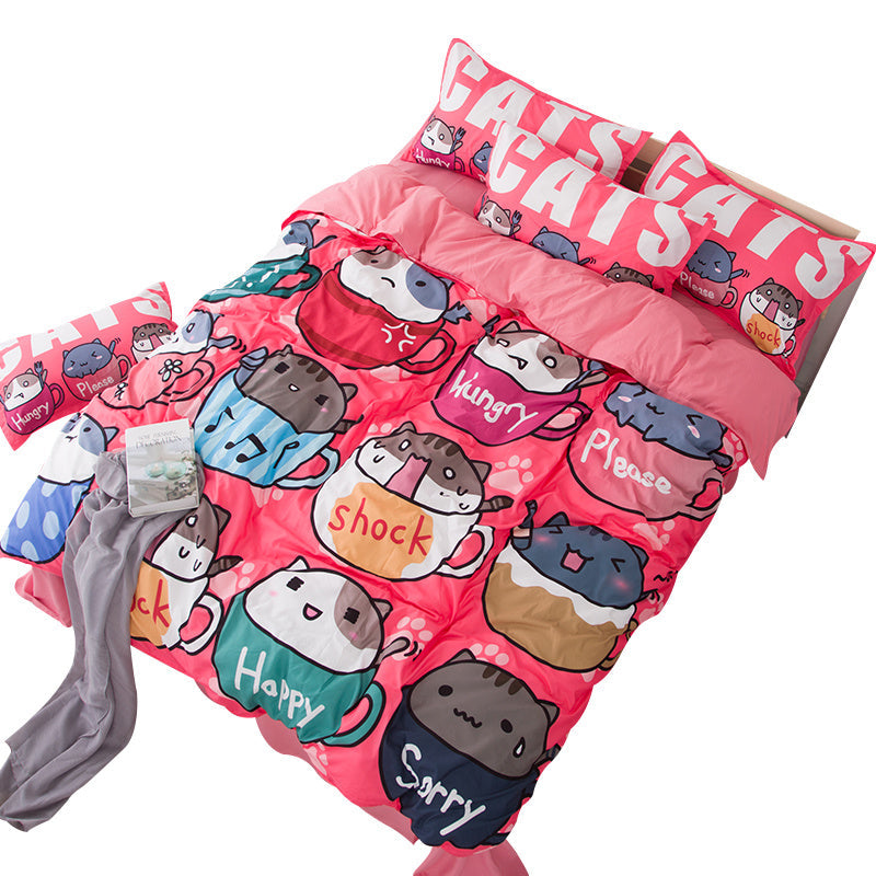 KTX-452627 Cartoon-Themed 1.8m Bedding Set - Three or Four-Piece Collection for Dormitory