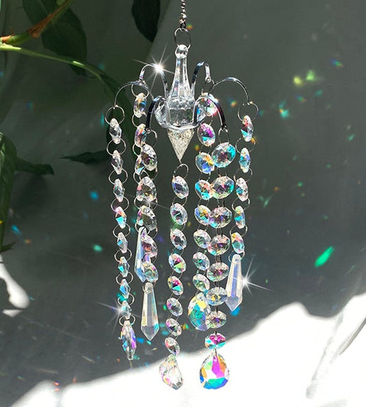 KTX-453779 AB Color Transparent Geometric Iron Crystal Pendant for Decorative Lighting