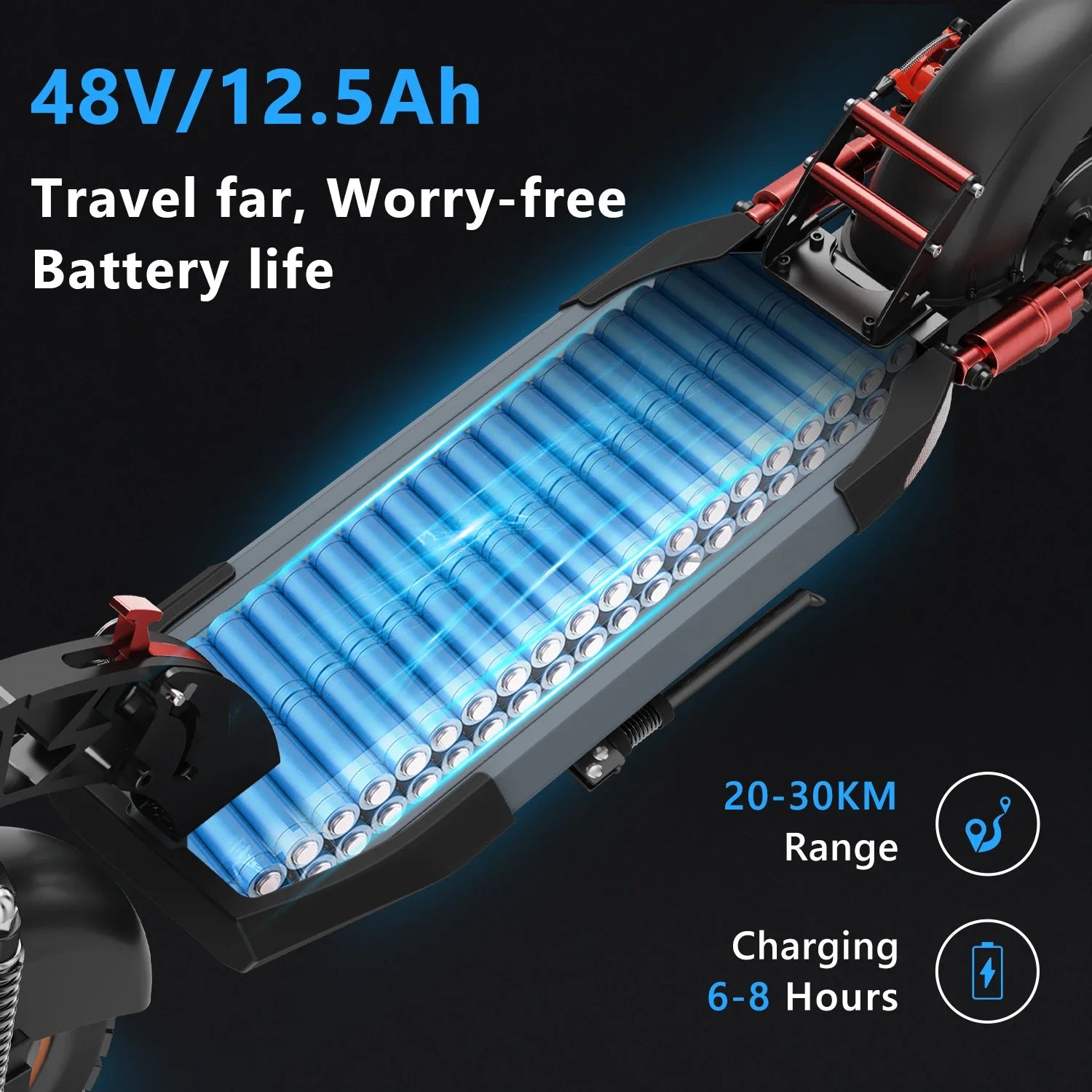 KTX-453971 Electric City Scooter, 12.5Ah Lithium Battery, 250W Motor, Max Speed 25 km/h, Full Suspension, Waterproof, Portable, Foldable