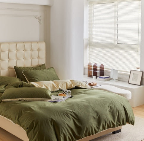 KTX-454419 Winter Milk Fleece Four-Piece Bedding Set - Cozy Heat-Storing Quilt Cover, Sheets, and Pillowcases in Varied Colors