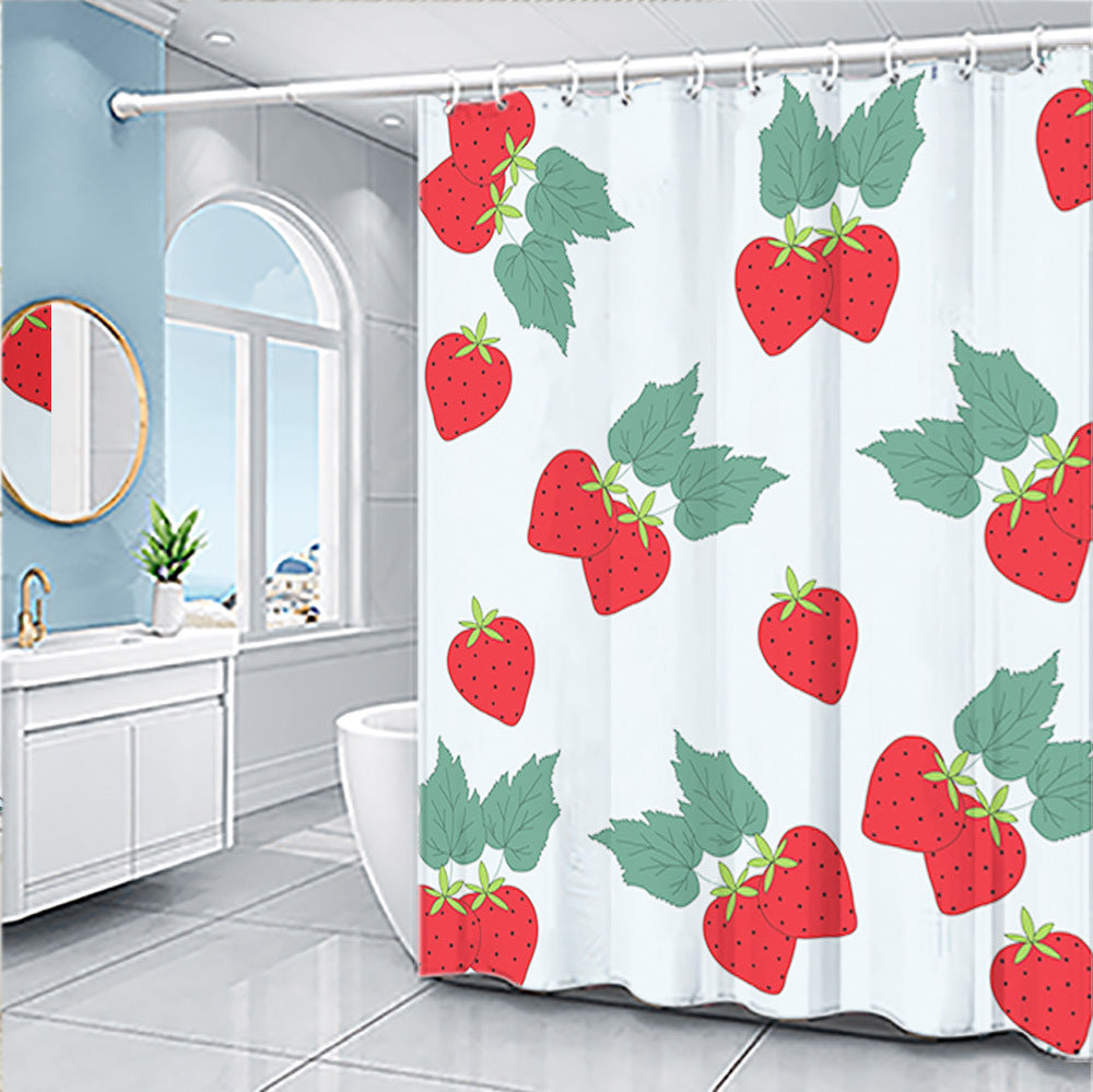KTX-454803 Cartoon Fruit Pattern Shower Curtain Set in Modern Design, Multiple Sizes Available