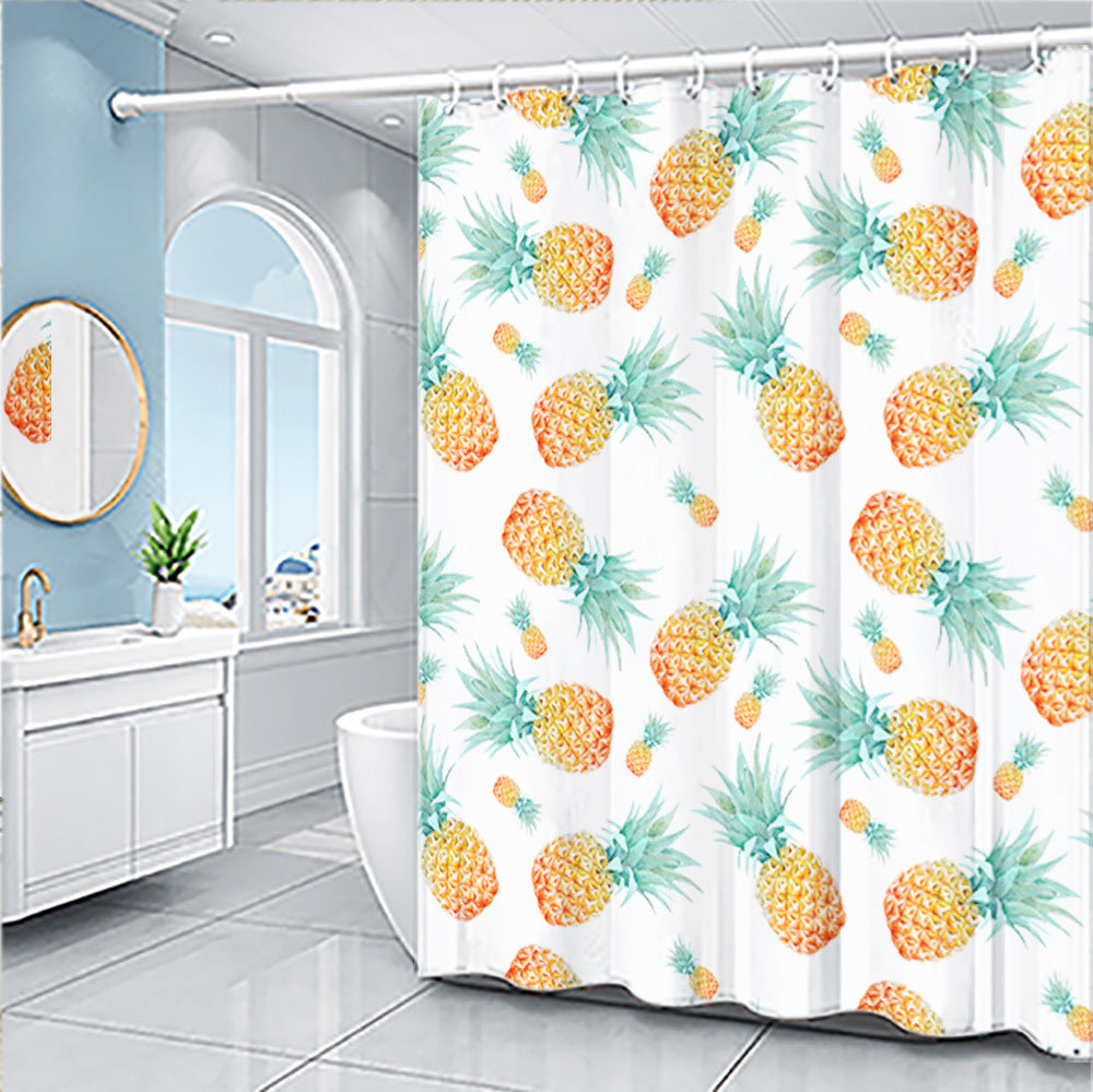 KTX-454803 Cartoon Fruit Pattern Shower Curtain Set in Modern Design, Multiple Sizes Available
