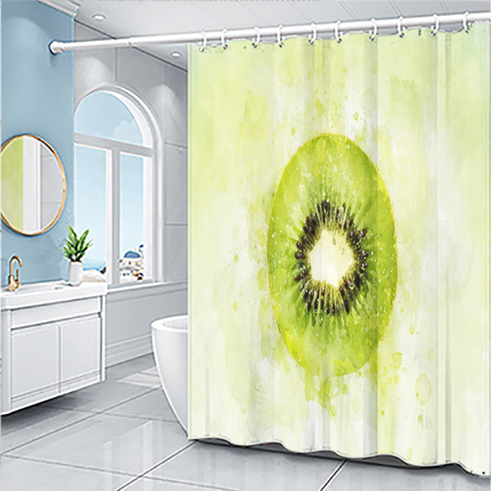 KTX-454803 Cartoon Fruit Pattern Shower Curtain Set in Modern Design, Multiple Sizes Available