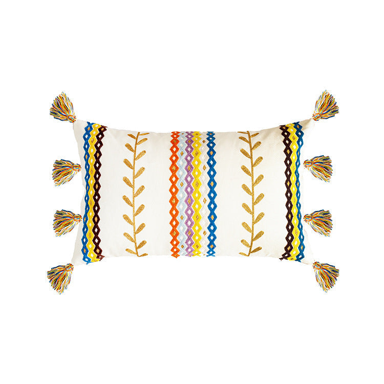 KTX-454931 Cotton National Style Embroidered Pillow Cover for Home Decor