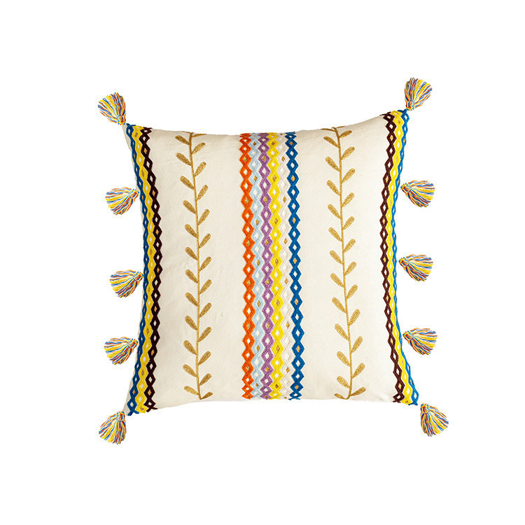 KTX-454931 Cotton National Style Embroidered Pillow Cover for Home Decor
