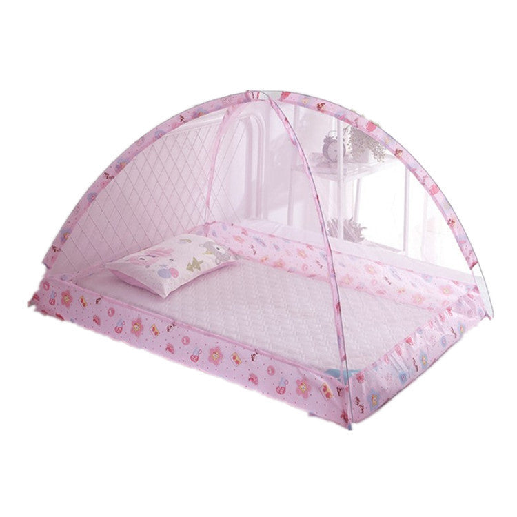 KTX-456083 Children's Foldable Yurt Mosquito Net – Anti-Mosquito Bed Curtain in Pink, Blue, Beige, and Purple (Size 80-120)