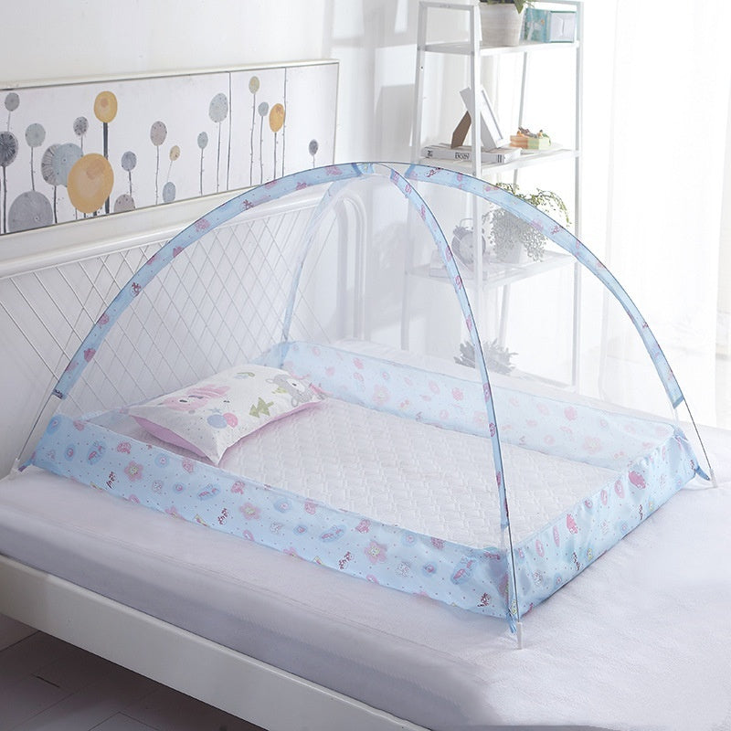 KTX-456083 Children's Foldable Yurt Mosquito Net – Anti-Mosquito Bed Curtain in Pink, Blue, Beige, and Purple (Size 80-120)