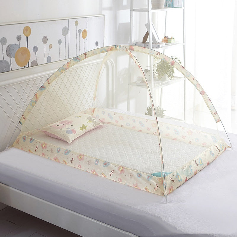 KTX-456083 Children's Foldable Yurt Mosquito Net – Anti-Mosquito Bed Curtain in Pink, Blue, Beige, and Purple (Size 80-120)