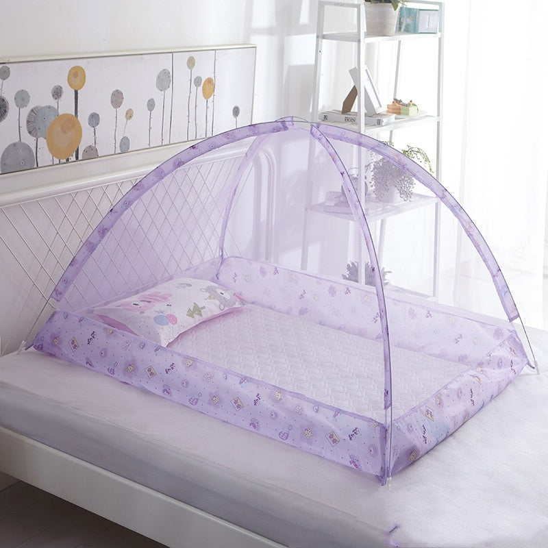 KTX-456083 Children's Foldable Yurt Mosquito Net – Anti-Mosquito Bed Curtain in Pink, Blue, Beige, and Purple (Size 80-120)
