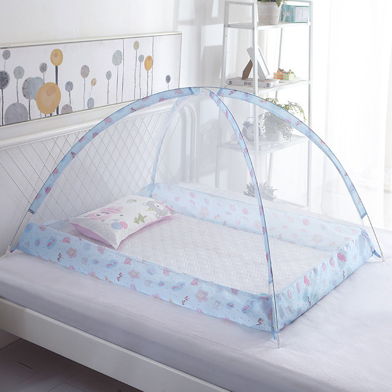 KTX-456083 Children's Foldable Yurt Mosquito Net – Anti-Mosquito Bed Curtain in Pink, Blue, Beige, and Purple (Size 80-120)