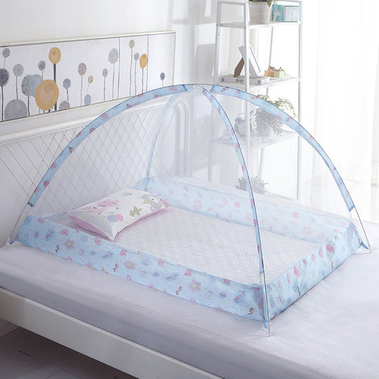KTX-456083 Children's Foldable Yurt Mosquito Net – Anti-Mosquito Bed Curtain in Pink, Blue, Beige, and Purple (Size 80-120)