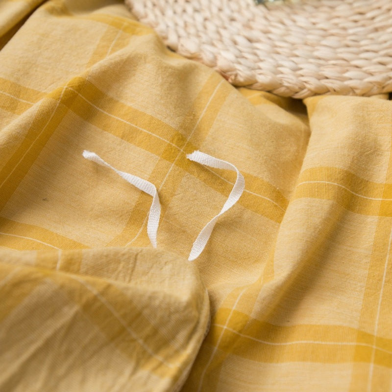 KTX-456083 Washed Cotton Check Duvet Cover for 1.8m Bed