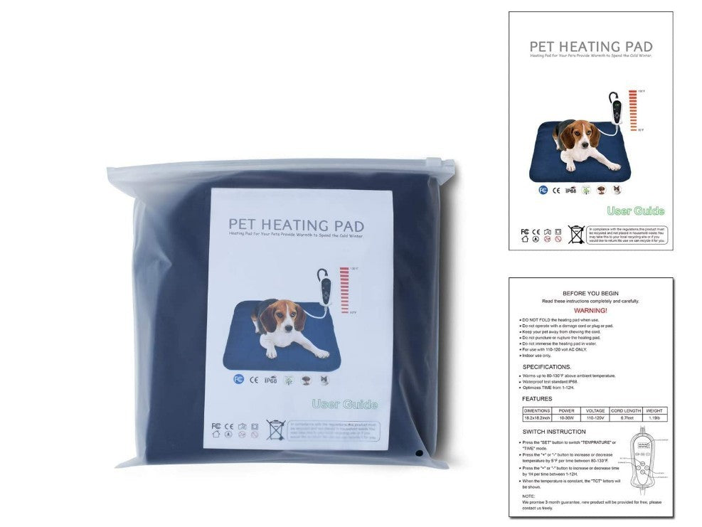 KTX-457683 Cozy Electric Pet Blanket for Small Animals - 34 x 44 cm, Soft Cloth Material