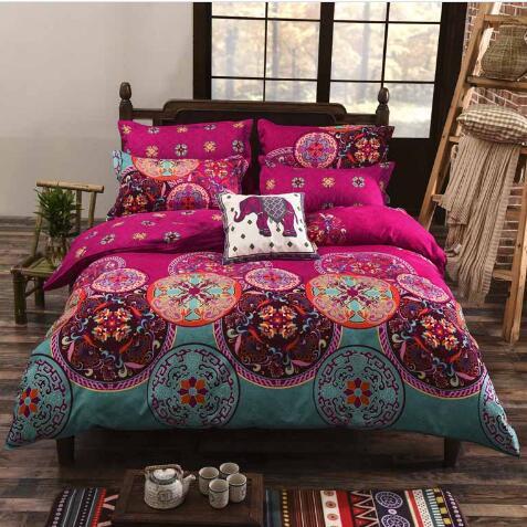 KTX-457875 Cotton Ethnic Style Bedding Set with Geometric Pattern - Three Quilt Covers in Various Sizes