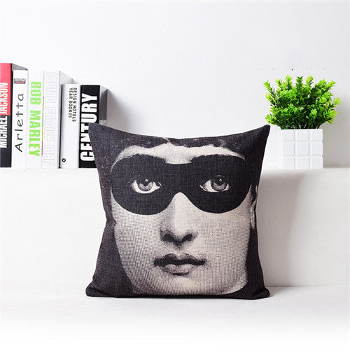 KTX-458451 Retro Nostalgic 3D Printed Linen Sofa Pillowcase 45x45cm with PP Cotton Filling