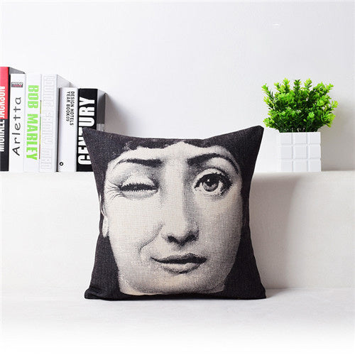 KTX-458451 Retro Nostalgic 3D Printed Linen Sofa Pillowcase 45x45cm with PP Cotton Filling