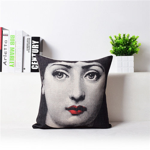 KTX-458451 Retro Nostalgic 3D Printed Linen Sofa Pillowcase 45x45cm with PP Cotton Filling
