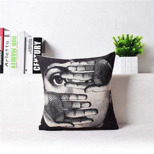 KTX-458451 Retro Nostalgic 3D Printed Linen Sofa Pillowcase 45x45cm with PP Cotton Filling